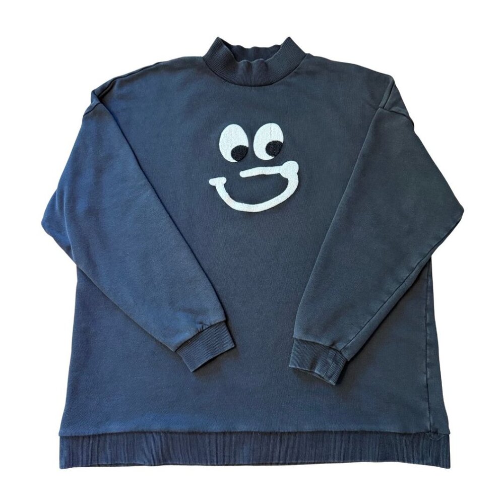 Lazy Oaf Sweatshirt Embroidered Bear Face Large OS Streetwear Rare Black